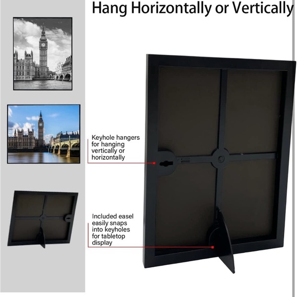 New! GOmaize Front Loading Black Frame, 8x10 Set of 5, Wall & Table Mounting - Picture 3 of 8